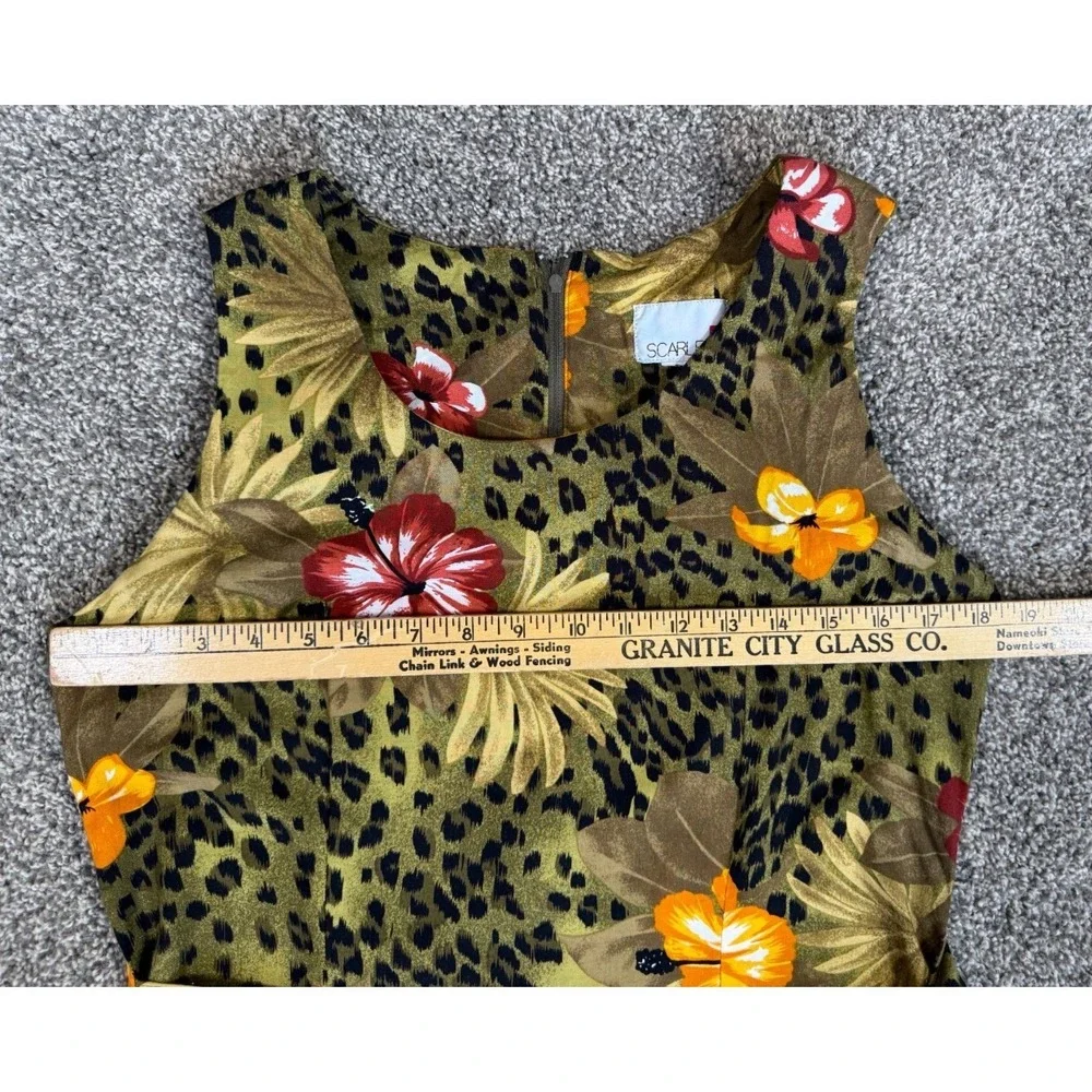 Scarlett‎ Leopard Floral Wrap Midi Dress Womens Large Tropical Animal Print